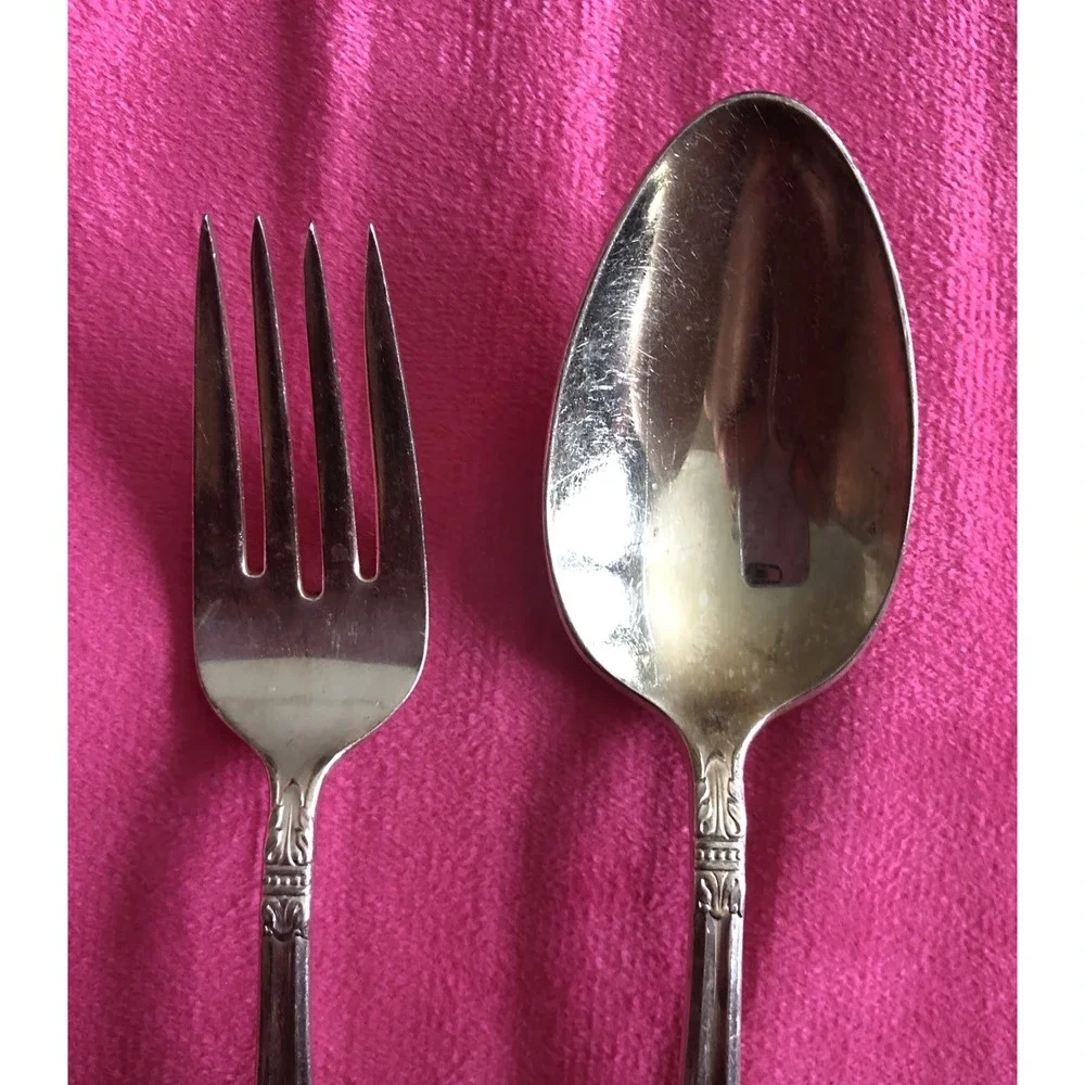 Vintage Holmes & Edwards Century Inlaid Flatware 1 Tablespoon & 1 Salad Fork